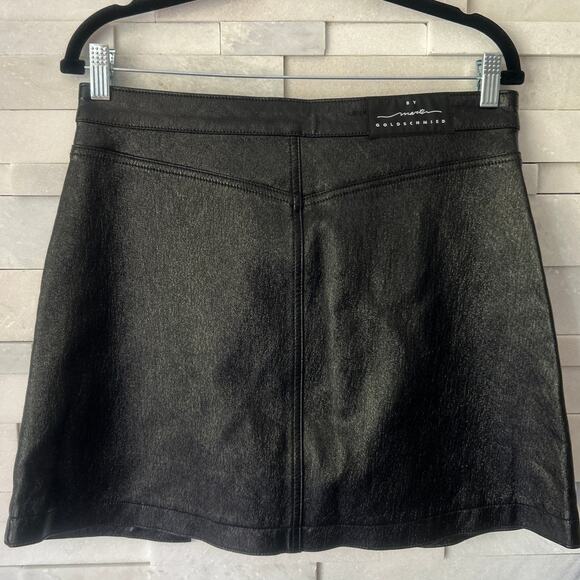 MARTI GOLDSCHMIED GARAGE NWT Sophie Buckle Liquid Leather Textured Mini Skirt L - Picture 2 of 5